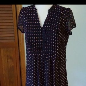 JBS Navy blue and peach polka dot dress